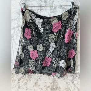 “HILLARD & HANSON” black & pink floral skirt